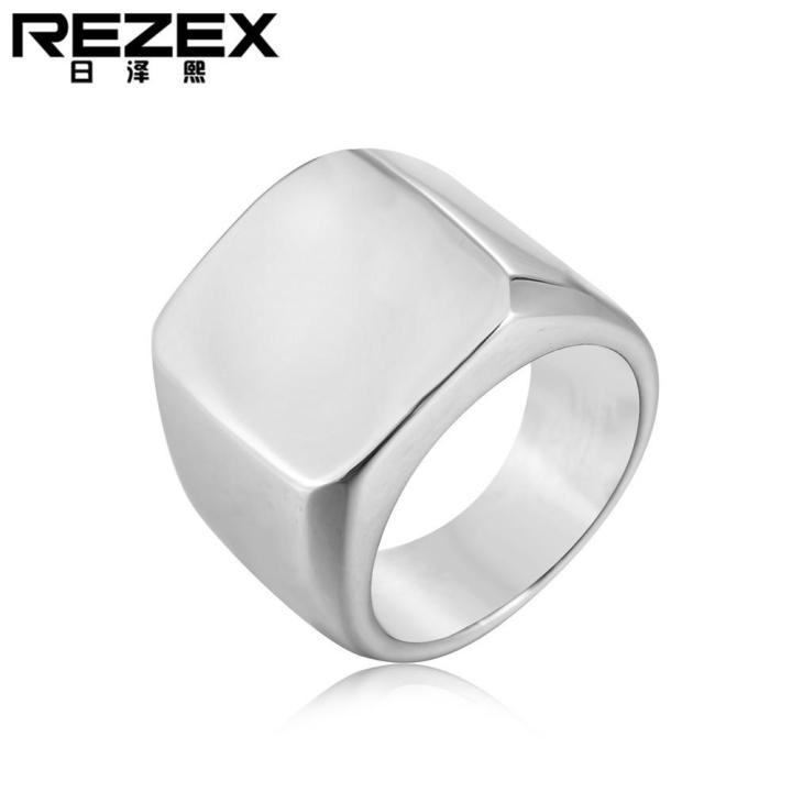 rezex-เครื่องประดับยอดนิยมแหวนสามสีแหวนไทเทเนียมสำหรับผู้ชายมันวาวที่เรียบง่าย