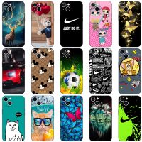 Case For iphone 15 plus /15 Cover shockproof Protective Tpu Soft Silicone Black Tpu Case butterfly bear animalfunda coque