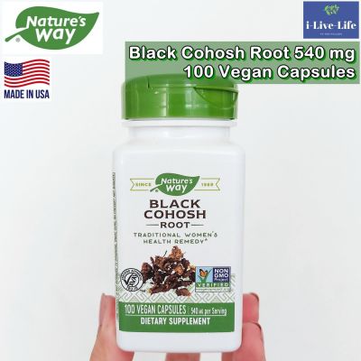 สารสกัดจากแบลกโคฮอส Black Cohosh Root 540 mg 100 Vegan Capsules - Natures Way