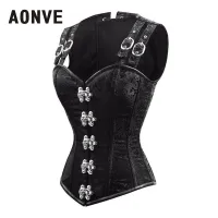 Aonve Steampunk Overbust ผู้หญิงรัดตัวสีแดงกระดูกเหล็ก Korse Top Black Gothic เสื้อผ้า Punk Goth Bodice ฮาโลวีนเครื่องแต่งกาย