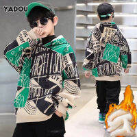 YADOU ชาย Hooded Sweatshirt ใหม่ขนาดกลางและขนาดใหญ่เด็ก Plush Top Trendy Brand