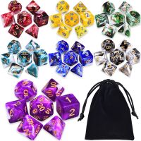 【CW】 Fantasy Two-Tone Swirl Polyhedral 7-Die RPG Set D4 D6 D10 D  D12 D20 for Tabletop Games DND