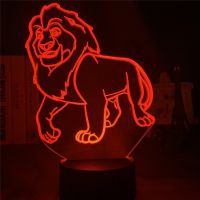 Cartoon Disney The Lion King Mufasa Rafiki LED 3D Night Lights for Kids 3D Illusion Desk Table Lamp for Children Bedroom Decor