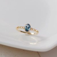 T-B S925เงินหรูหรา Aquamarine Topaz เปิดปากผู้หญิงแหวน All-Match Blue Topaz แหวนผู้หญิงเครื่องประดับ