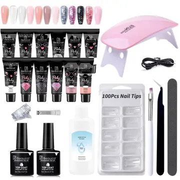 Phoenixy Poly Nail Gel Kit, 6 Colors Poly Extension Gel Nail Kit with 48W U  V LED