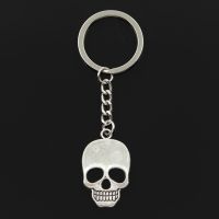 Fashion 3cm Key Ring Metal Key Chain Keychain Jewelry Antique Bronze Silver Color Plated Skeleton Skull 35x22mm Pendant Key Chains