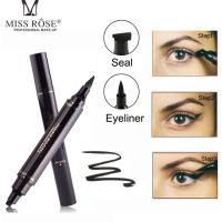 MISS ROSE 2 in 1 Black Eyeliner Wing Seal Stamp Pencil Quick Dry Waterproof Makeup Liquid Eye Liner Pen