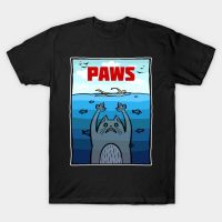 Men T-Shirt Paws Cat Shark Shirt Jaws Parody Cat Lover Ocean Tshirt Gift Tee Tshirt T Shirt