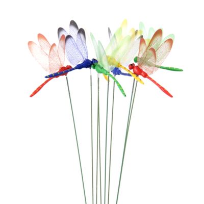 12Pcs Artificial Dragonfly Butterflies Garden Decoration Outdoor Simulation Dragonfly Stakes Yard Plant Lawn Decor Stick