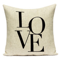 Polyester Black White Simple Geometric Letter Home Love Decorative Pillows Cushion Cover for Sofa Home Bedroom Pillowcase