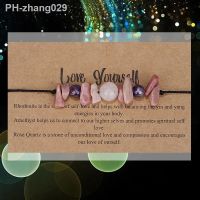 Natural Gem Stone Beads Wax Line Bracelet Handmade Braid Rope Irregular Crystal Chakra Nuggets Bracelets Reiki Jewelry Wish Card