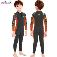 DIVE SAIL ชุดดำน้ำแบบพกพารอบคอ2.5มม. UPF 50 Warm Keeping ซิปกันน้ำดำน้ำตื้นเด็ก Wetsuit สีเทา S