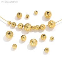 10pcs Stainless Steel Frosted Hammered Beads Stripe Charm Loose PVD Plated 18K Beads Gold DIY Bracelet Necklace Jewelry Making