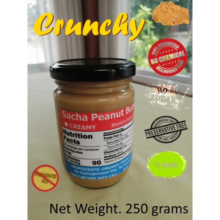 sacha-peanut-butter-crunchy-all-natural-organic-250-grams-free-delivery-ซาช่า-เนยถั่ว-ส่งฟรี
