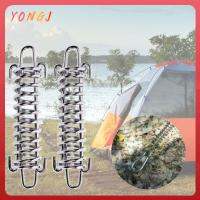 YONGJ 2/3Pcs สีแดงเเดง เต็นท์สปริงเชือกลม เงินสีเงิน พร้อมคาราบิเนอร์ สปริงตะขอหัวเข็มขัด แบบพกพาได้ เหล็กไร้สนิม ตัวปรับความตึงเต็นท์ เต็นท์วัสดุสิ้นเปลือง