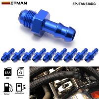 EPMAN 10PCS 6AN Male Flare To 3/8 quot; Hose Barb Fuel Line Tube Fitting Adapter Blue Aluminum For Fuel System EPJTAN638DG