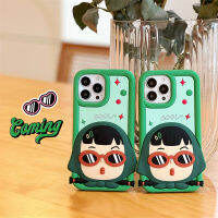 3D ซิลิกาเจลลายการ์ตูนผู้หญิงสีเขียวน่ารักสำหรับ IPhone 15 14 13 12 11 Pro Max เคสโทรศัพท์แฟชั่นสุดสร้างสรรค์