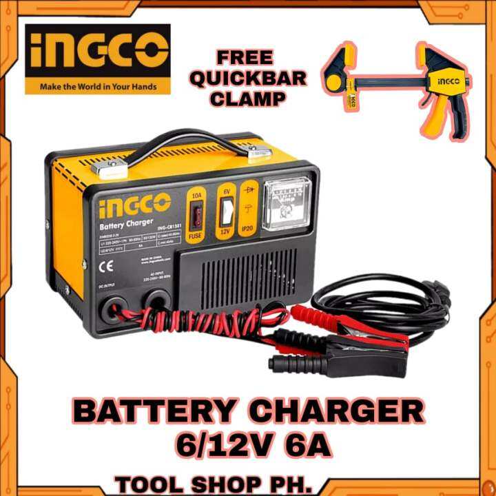 INGCO Battery Charger 6/12V ING-CB1501 With FREE QUICKBAR CLAMP | Lazada PH