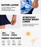 、‘】【； SURFCUZ Mens Swimming Trunks With Compression Liner Stretch Mens Swimwear 2 In 1 Quick Dry Running Gym Swim Shorts For Men