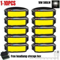 ไฟคาดศีรษะ COB ไฟหน้าชาร์จได้ Htgrtgregre 1-10ชิ้นพร้อมไฟฉายไฟหน้าตกปลาสำหรับตั้งแคมป์