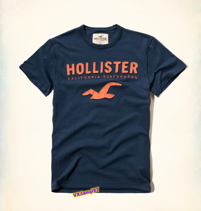Hollister t-shirt cotton round neck fashion tee for men applique dark tshirt | Lazada PH