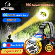 Outtobe Đèn Pha Nâng Cấp Đèn Pha LED Cảm Biến Đèn Pha T6 Đèn Pin Sạc USB