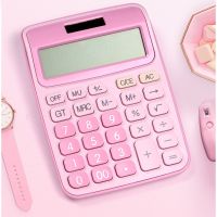 12 Digit Desk Calculator Large Buttons Financial Business Accounting Tool Pink Blue Black big buttons battery and solar power