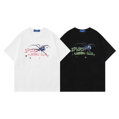 ผู้ชาย T เสื้อ Streetwear Spider Star Graphic T เสื้อสีดำสีขาว2023 Hip Hop Harajuku T เสื้อผ้าฝ้ายเสื้อยืด Hipster