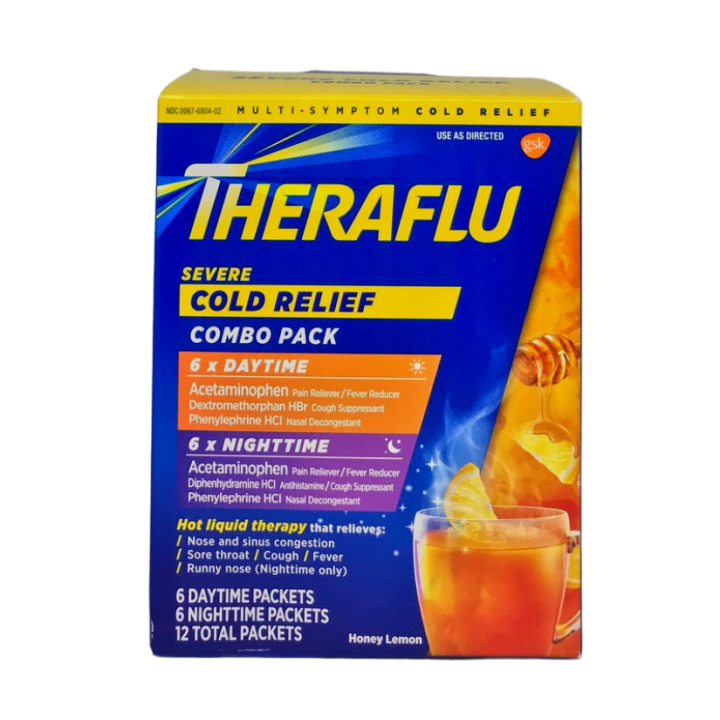 Theraflu Multi-Symptom Severe Cold & Cough Relief Daytime & Nighttime ...