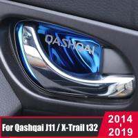 “{》} มื่อจับประตูด้านในแต่งรถเหล็กสแตนเลสฝาครอบชามแต่งรถสำหรับ Nissan Qashqai J11 X-Trai T32อุปกรณ์เสริม2014-2020