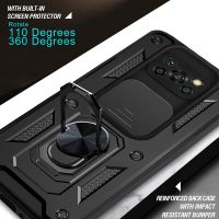 ☌☃✥ Car Magnet Bracket Protective Case For Xiaomi Poco X3 Pro Push Pull Camera TPU Shockproof Shell Cover Pocco X3 X 3 NFC Coque