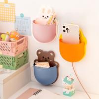 MOHAMM 1 PC Cute Cartoon Self-adhesive Wall Mount Pen Pencil Holder for Markers Writing Storage Desktop Organizer