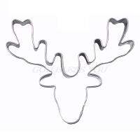 Happiness Deer Head Reindeer Christmas Stainless Steel Cute Cutting Biscuit Mould Cake Moulds Fruit Sugar Mold Baking Tools