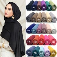 เสื้อเจอร์ซีย์สวมหัวเสื้อโปโล Lembut Elastis มุสลิม Wanita Modal Katun Syal Panjang Ikat Kepala Selendang Islami Jilbab Penutup Kepala