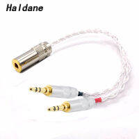 Haldane HIFI Single Crystal Copper Silver plated 2x3.5mm Male to 4.4mm Balanced Female Audio Adapter Cable for chord mojo Player