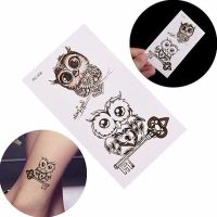 Waterproof Cute Owl Temporary Tattoo Stickers 1 Sheet Black Fake Tattoo Henna Body Art Make-up Tattoo Stickers Tattoo Poster Stickers