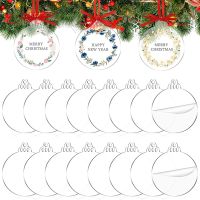 72 Pcs 3.5Inch Acrylic Ornament Blank with Holes Round Acrylic Christmas Ornaments Bulk for Holiday Decorations