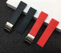 Brand 22mm 24mm Black Blue Red Yellow Bracelet Silicone Rubber Watch Band watchband Stainless buckle for Breitling strap logo on