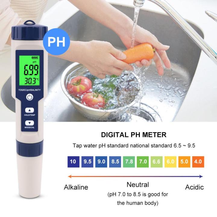 rcyagoพืชสวน5-in1-ph-meter-amp-เครื่องวัดสารละลายph-tds-ec-ความเค็ม-อุณหภูมิวัดคุณภาพน้ำปากกา