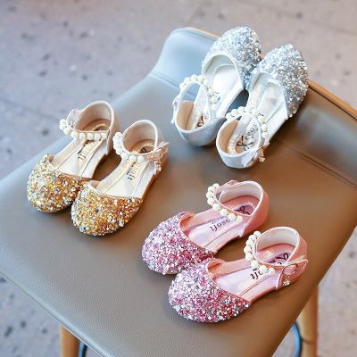 Spring and Summer New Girls Leather Shoes Baby Princess Shoes Childrens Casual Trend Pearl Sequins Single Shoes Dance Shoes
