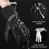 KUTOOK Ski Gloves Goatskin Leather Winter Snow Gloves Waterproof Snowboard Gloves Thermal Outdoor Skiing Sports Windproof