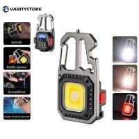 [Varitystore]Square Safety Hammer Style Key Light Mini LED Flashlight Work Light USB Rechargeable For Outdoor Camping Small Light Corkscrew