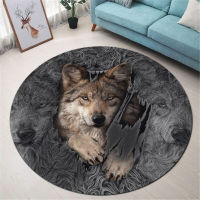 Love Wolf Premium Round Rug 3D Printed Rug Non-slip Mat Dining Living Room Soft Bedroom Car 02