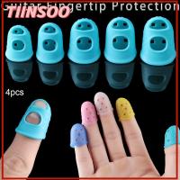 TIINSOO 4pcs/set XS/S/M/L/XL กันลื่น Antipain 6สี Fingerstall สำหรับอูคูเลเล่ อุปกรณ์กดกีต้าร์ ยามนิ้ว ป้องกันปลายนิ้วกีตาร์