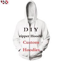 HX 3D Print DIY Personalized Design Own Image Photo  Anime Casual Zipper Hoodie