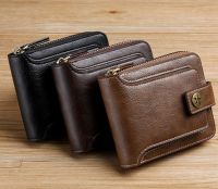 Retro Men Wallets Genuine Leather Short Purse Men Hasp Zipper Clutch Solid Porte Feuille Hommes Porte Monnaie Homme Coin Purse