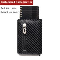 ZZOOI Customized Name 2022 RFID Leather Wallet Multifunction Magnet Wallet Men Credit Card Holder with Note Compartment &amp; Coins Pocket