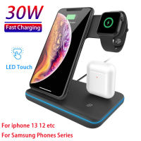 30W Fast Wireless Charger Stand สำหรับ 13 12 11 XS XR X 8 3 In 1แท่นชาร์จสำหรับ 7 6 SE Pro