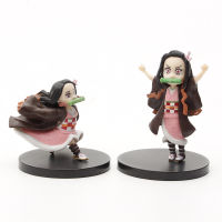 Nezuko Figure With Box Bamboo Basket Demon Slayer Mini Figurine 5 Pieces Sets Kawaii Kimetsu no Yaiba Model Toys For Children