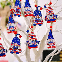 USA Patriotic Party Decor Red White Blue Gnome Cutouts Wooden Ornaments Hanging Pendants Independence Day Decorations